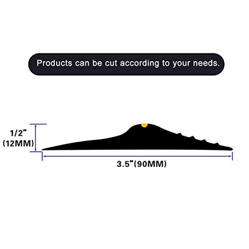 20Ft/6M Universal Garage Threshold Seal Strip, Garage Door Bottom Weatherproof Strip Rubber DIY Weather Stripping Replacement, Not Include Sealant/Adhesive (Black-Yellow Line) - color: Black+Yellow, size: 20 Ft (No Adhesives)