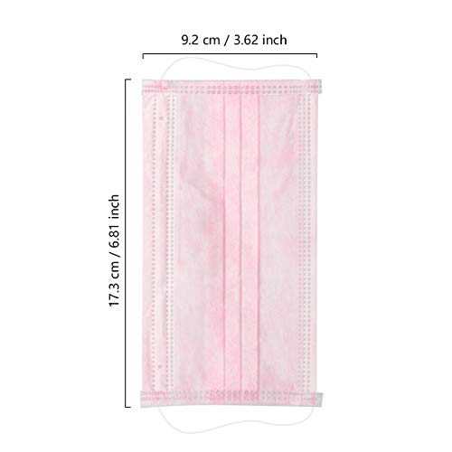 Wecolor 120 Pack Disposable Face Masks with Elastic Ear Loop, 3 Ply Breathable (Pink) - color: Pink, size: 1 Count (Pack of 120)