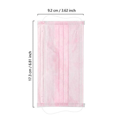 Wecolor 120 Pack Disposable Face Masks with Elastic Ear Loop, 3 Ply Breathable (Pink) - color: Pink, size: 1 Count (Pack of 120)