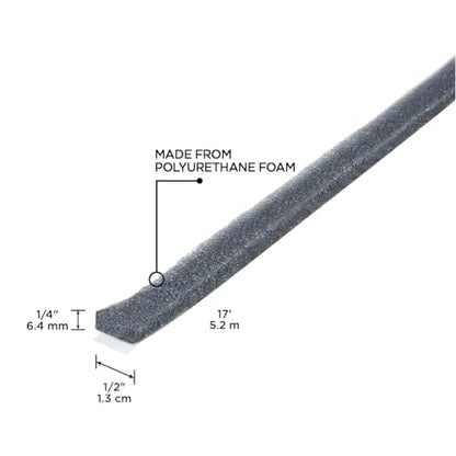 M-D Building Products 02071 1/4 in. x 1/2 in. x 17 ft. Gray Economy Foam Window Seal for Medium Gaps - size: 1/4" x 1/2"