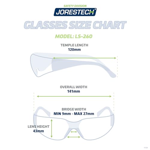 JORESTECH Safety Glasses, ANSI Z87+ Compliant, Impact-Resistant Polycarbonate Lenses, UV Protection, Anti-Scratch Coating, 12-Pack - color: Red-clear
