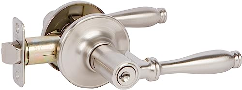 Delaney Callan Hardware Silona Entry Door Lock, Fits Door 1-3/8 to 1-3/4 in. Thick, Satin Nickel Finish – Reversible Left/Right-Handed Front Door & Garage Door Lever – Easy to Install Door Lock - color: Satin Nickel