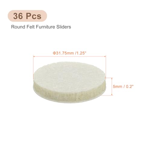 uxcell Furniture Pads, 36Pcs 1.25" - Round Self Adhesive Felt Furniture Pads, Floor Protectors for Furniture Feet Chairs Legs Hardwood Floors (Beige) - size: 1.25"