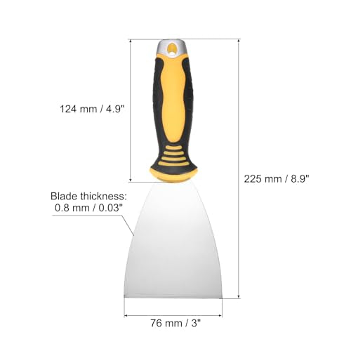 uxcell Putty Knife 3" High Carbon Steel Paint Scraper Flexible Drywall Repair Mud Knife for Removing Cement Wallpaper Mud Adhesive Taping with Metal Hammer End - size: 3"