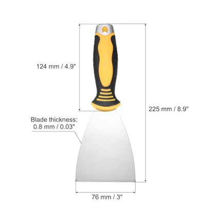uxcell Putty Knife 3" High Carbon Steel Paint Scraper Flexible Drywall Repair Mud Knife for Removing Cement Wallpaper Mud Adhesive Taping with Metal Hammer End - size: 3"