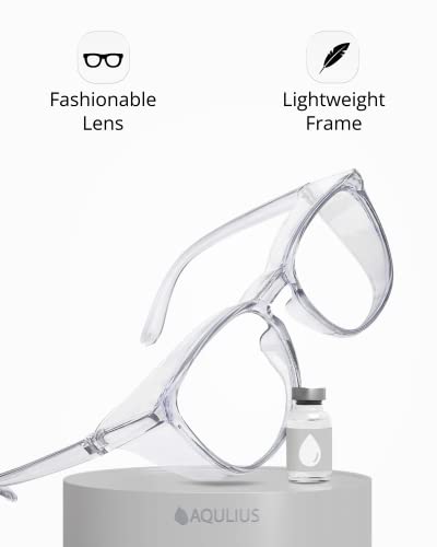 Aqulius 2 Pack Stylish Safety Glasses Goggles, Scratch Resistant, Safety Glasses for Women, Blue Light, Glasses for Nurses - color: Clear/Clear