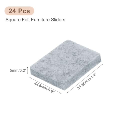 uxcell Furniture Pads, 24Pcs 1.4"x0.9" - Rectangle Self Adhesive Felt Furniture Pads, Hardwood Floor Protectors for Furniture Feet Chairs Legs (Gray) - color: Grey