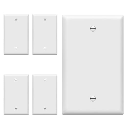 ENERLITES Blank Wall Plate Cover, Gloss Finish, Standard Size 1-Gang 4.50" x 2.76", Polycarbonate Thermoplastic, Electrical Covers for Unused Outlets/Switches, 8801-W-5PCS, White 5 Pack - color: White, size: 1 Gang