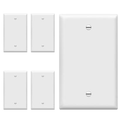 ENERLITES Blank Wall Plate Cover, Gloss Finish, Standard Size 1-Gang 4.50" x 2.76", Polycarbonate Thermoplastic, Electrical Covers for Unused Outlets/Switches, 8801-W-5PCS, White 5 Pack - color: White, size: 1 Gang