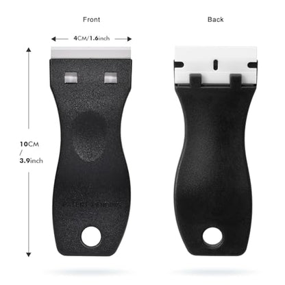 FOSHIO 2PCS Plastic Razor Blade Scraper Tool and 100PCS Plastic Blades for Gasket Remover, Sticker Remover, Labels Decal and Adhesive Remover for Windows and Glass (Dark Black) - color: Dark Black