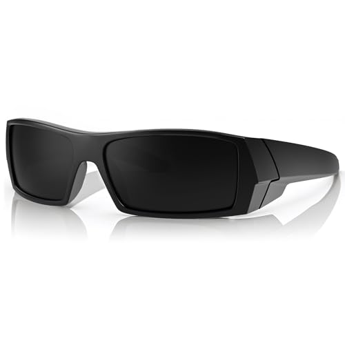 WISTON Z87 Sunglasses Wrap Around Sunglasses for Men Rectangular Safety Glasses UV400 for Sport Working 8231 - color: Matte Black/Grey