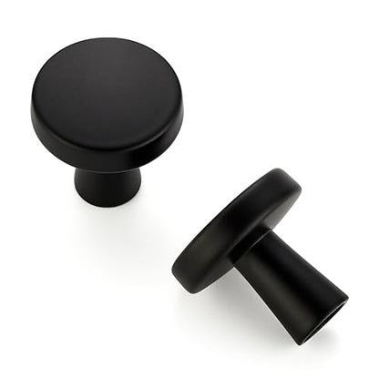 Ravinte 10 Pack Matte Black Cabinet Knobs Mini Round Knobs Single Hole Solid Drawer Pulls for Dresser Drawers -1 Inch Diameter - color: Matte Black