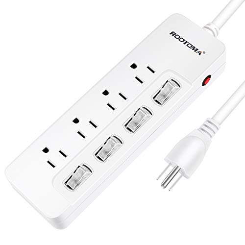 Appliance Extension Cord with Individual Switches on Off - 6 FT, 14 Gauge Heavy Duty Extension Cord with 4 AC Outlets, Wall Mountable, High Wattage for Microwave Workbench Garage Must Have, ETL Listed - size: 6 Ft - 4 Ac - White