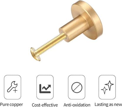 Gold Cabinet Solid Knobs, 8 Pcs Brushed Brass Round Kitchen Cabinet Hardware Pulls Knobs Gold for Dresser Drawer Cupboard Furniture Closet Wardrobe Door Knobs Handles, with Screwdriver,20x25 mm - size: 25mm/0.98inch (8 pcs Brass)