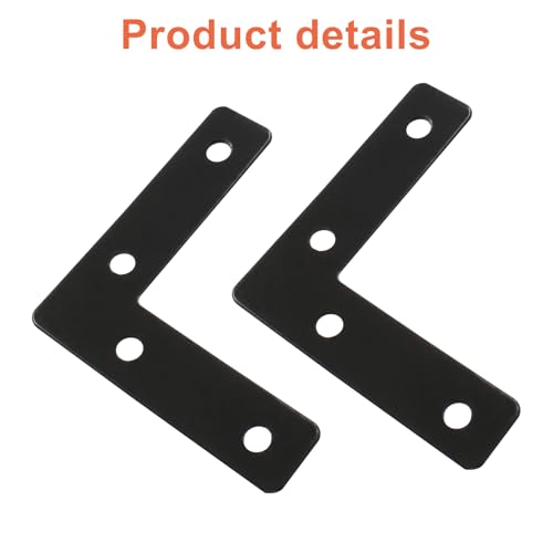 Bivethoi 20 Pcs L Shape Flat Mending Plates, 60 x 60mm (2.36" x 2.36") Stainless Steel Corner Braces with Screws, Flat Angle Brackets for Wood Furniture Repair, Cabinet, Shelf & DIY Projects, Black - size: 60x60mm/2.36"x2.36", style: L shape