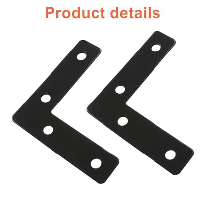 Bivethoi 20 Pcs L Shape Flat Mending Plates, 60 x 60mm (2.36" x 2.36") Stainless Steel Corner Braces with Screws, Flat Angle Brackets for Wood Furniture Repair, Cabinet, Shelf & DIY Projects, Black - size: 60x60mm/2.36"x2.36", style: L shape
