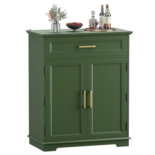 REDAYFUR Kitchen Storage Cabinet with Drawer, Buffet Cabinet with Storable Door, Modern Floor Sideboard, Green Freestanding for Kitchen - color: Green