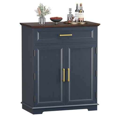 REDAYFUR Kitchen Storage Cabinet with Drawer, Buffet Cabinet with Storable Door, Modern Floor Sideboard, Blue Freestanding for Kitchen - color: Blue