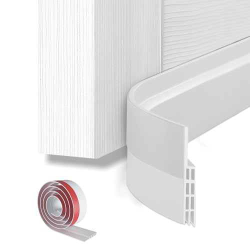 Door Draft Stopper Weather Stripping: Ohuhu 39" L x 2" W Under Door Bottom Seal Strip Sweep - 1" Widened Backing Adhesive Blocker Gap Filler Flexible Noise Insulation Draft Guard Bottom of Door Garage - color: White, size: 39"L x 2"W
