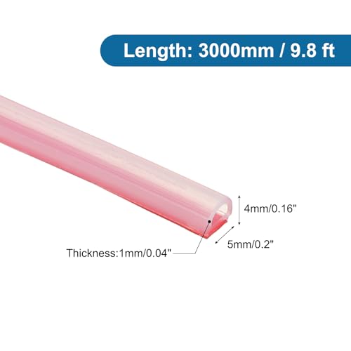 PATIKIL Silicone Weather Stripping Door Seal, 9.8 ft D Shape Weather Stripping Self Adhesive Door Seal Strip for Door Frame, Window Sealing, Large Gap, 1/5" Wx5/128 Tx5/32 H, Clear/Red - size: 9.8 ft Long, 1/5"Wx5/128"Tx5/32"H
