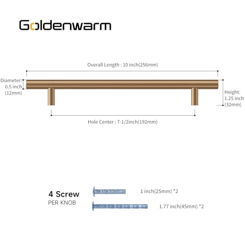 Goldenwarm 5 Pack Champagne Bronze Cabinet Pulls Gold Cabinet Handles 7-1/2 inch(192mm) Champagne Drawer Pulls Brushed Bronze Drawer Handles Kitchen Bathroom Bedroom Dresser Furniture Hardware - color: Champagne Bronze, size: 7-1/2in Hole Centers