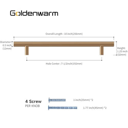 Goldenwarm 5 Pack Champagne Bronze Cabinet Pulls Gold Cabinet Handles 7-1/2 inch(192mm) Champagne Drawer Pulls Brushed Bronze Drawer Handles Kitchen Bathroom Bedroom Dresser Furniture Hardware - color: Champagne Bronze, size: 7-1/2in Hole Centers