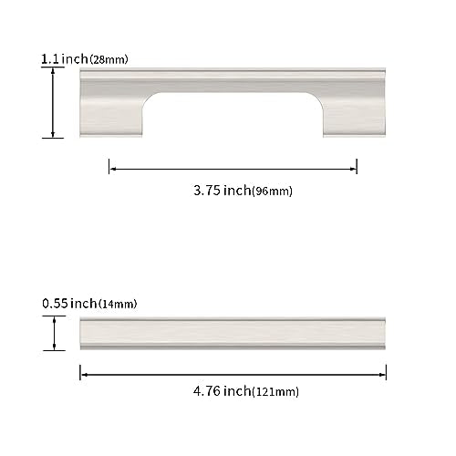 Asidrama 10 Pack 3.75 Inch(96mm) Brushed Satin Nickel Kitchen Cabinet Handles, Cabinet Pulls Kitchen Cabinet Hardware Cupboard Handles Drawer Pulls - color: Brushed Satin Nickel, size: 3.75" Hole Center(96mm), style: 10 Pack