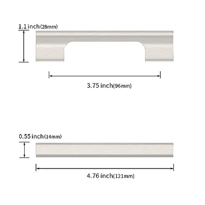 Asidrama 10 Pack 3.75 Inch(96mm) Brushed Satin Nickel Kitchen Cabinet Handles, Cabinet Pulls Kitchen Cabinet Hardware Cupboard Handles Drawer Pulls - color: Brushed Satin Nickel, size: 3.75" Hole Center(96mm), style: 10 Pack