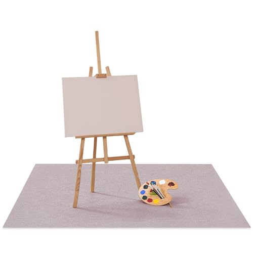 Drydiet 55x55 Inch Extra Large Craft & Painting Floor Mat - Waterproof Non-Slip PVC Art Rug, Floor Protector for Easel Painting Pottery Messy Projects, Washable Roll-up Spill Mat(Light Brown, Plain) - color: Light Brown, size: 55x55 Inch, style: Plain