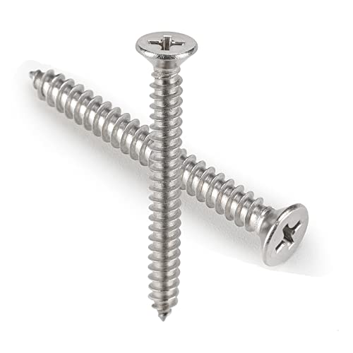 50 PCS #10X3 Stainless Steel Phillips Flat Head Wood Screws,Stainless Steel 18-8 A2(304) Screw,Home Screw Kit by QISHENG - color: Colorless, size: #10x3"