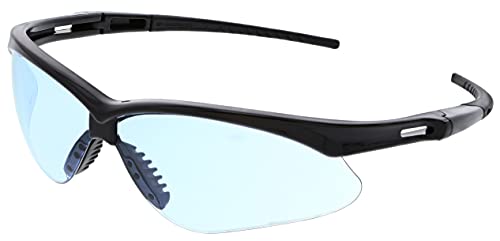 MCR Safety Glasses MP113 Light Blue Polycarbonate Lenses with UV Protection & Scratch Resistant Coating, Black Frame, 1-Pair - color: Light Blue, size: One Size