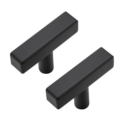 3 Pack Black Cabinet Knobs - Sqaure Bar Cabinet Pulls Matte Black Knobs for Kitchen Drawer Stainless Steel Dresser Pulls for Kitchen Hardware 2in Length Single Hole - color: Matte Black, size: 3 Pack, style: Sqaure Bar