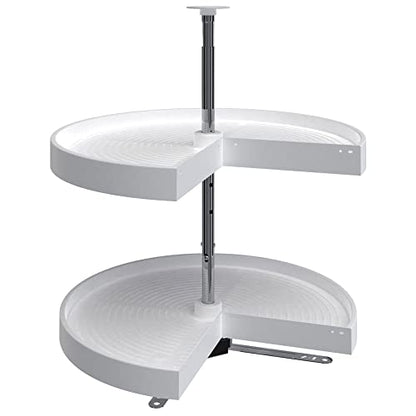 Rev-A-Shelf 24" Pie-Cut Dual Tier Lazy Susan Organizer for Corner Base Kitchen Cabinets, Plastic Home Rotating Storage Shelves, White, 2942-24-11-1 - size: 24 in