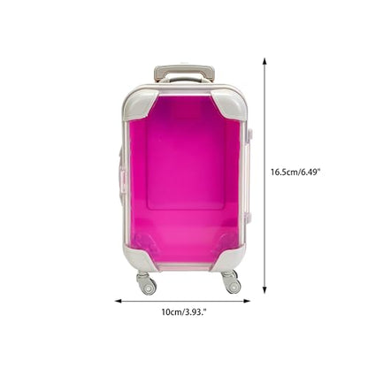 False Eyelash Storage Box, Portable Travel Organizer Mini Luggage False Eyelash Tray Makeup Tool (ROSE RED) - color: ROSE RED
