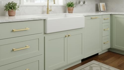 Alzassbg 10 Pack Brushed Gold Cabinet Pulls, 5 Inch(128mm) Hole Centers Kitchen Cabinet Handles for Cabinets and Drawers AL3061MGP - color: Brushed Gold, size: 5" Hole Center