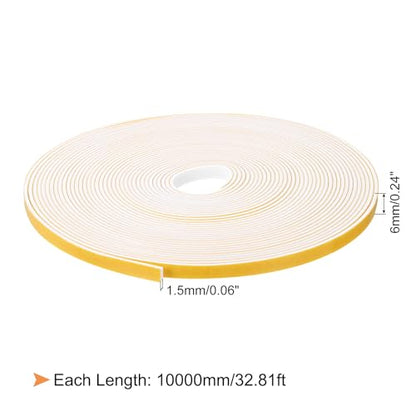 uxcell 1 Roll Foam Weather Stripping, 1/4" Wide X 1/16" Thick X 32.81 Ft Door Seal Strip Adhesive Foam Tape White Insulation Strip for Door Window - size: 1/4"x 1/16"x 32.81 Ft