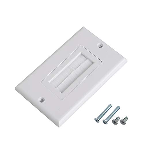 1pc Brush Wall Plate Multi-Function Single Port Cover Outlet Wall Mount Multimedia Panel White