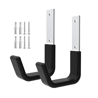 Heavy Duty Garage Utility Hooks - Wall Mount Multi-Use Storage Hooks for Hose, Bike, Chainsaw, Leaf Blower, Ladder Hanger (2 Small) - size: 2 Small