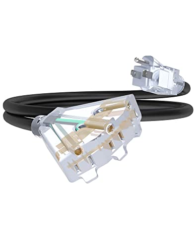 6Ft 12/3 Outdoor Extension Cord with 3-Outlets, Heavy Duty 12 Gauge 3 Prong Extension Cord Waterproof with Lighted end, 15A 12AWG 1875W SJTW, ETL Listed - Great for Garage, Garden and Home, Black - color: Black, size: 6FT