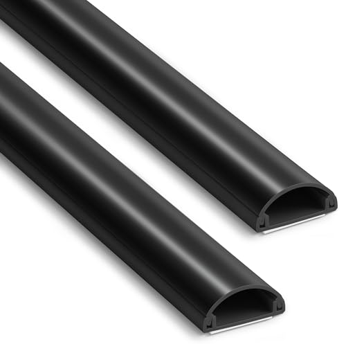 ZhiYo Cord Covers for Wires on Wall, 85in(6 x L14.2in) Cable Hider for Hiding 1-2 Cables, PVC Wire Covers for Cords on Wall Mount TV in Home or Office, Black W1in x H0.41in - color: Black, size: 1in W X 0.4in H X 85in L