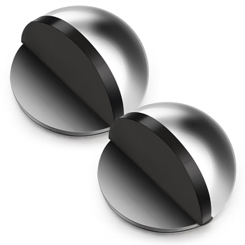 MorningRo 2 Pcs Self Adhesive Door Stoppers, Stainless Steel Floor Door Stop Wall Protector, Half Dome Floor Gate Stopper for Living Room, Bedroom, Bathroom, Office (Bright) - color: Bright