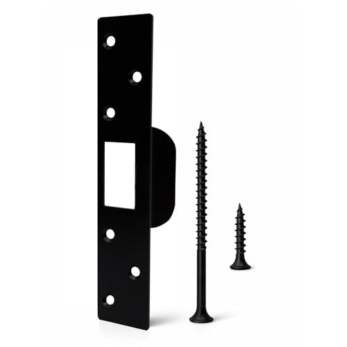 Extra Long Door Strike Plate 7", Heavy Duty Door Reinforcement Plate for Frame Repair & Security, Metal Strike Plate with Long Screws, Black