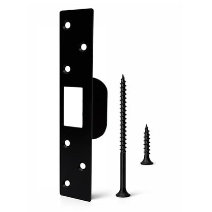 Extra Long Door Strike Plate 7", Heavy Duty Door Reinforcement Plate for Frame Repair & Security, Metal Strike Plate with Long Screws, Black