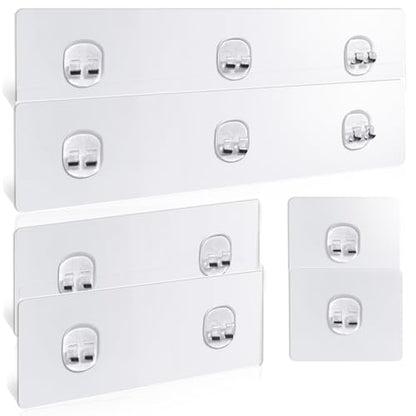 Strong Adhesive Shower Caddy Replacement, 6 Pack No Drill Adhesive Hooks for Bathroom & Kitchen Rack, Holds 40lbs, Waterproof & Transparent Strips for Tile, Glass, Smooth Walls - color: 6 PCS