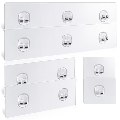 Strong Adhesive Shower Caddy Replacement, 6 Pack No Drill Adhesive Hooks for Bathroom & Kitchen Rack, Holds 40lbs, Waterproof & Transparent Strips for Tile, Glass, Smooth Walls - color: 6 PCS