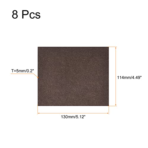 uxcell Felt Furniture Pads, 5.1-inch x 4.5-inch Self Adhesive Cuttable Anti Scratch Square Floor Protectors for Furniture Legs Hardwood Floor, Brown 8Pcs - size: 5.1-inch x 4.5-inch