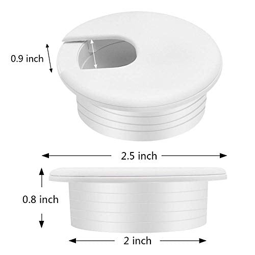 Desk Grommet 2 Inch, Plastic Wire Organizers, Computer Cable Hole Cover Plug Cap Insert (White, 5) - color: White, size: 5