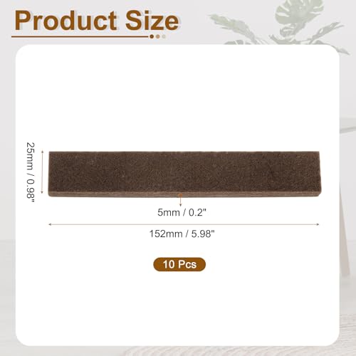 uxcell Felt Strips with Adhesive Backing, 10 Pcs 1" x 6" x 0.2" Anti Scratch Furniture Felt Tapes Self-Stick Pads for Protecting Hardwood Floor, Brown - color: Brown