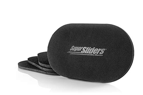 Super Sliders 5-3/4" x 9-1/2" XL Oval Reusable Felt Furniture Sliders for Hard Surfaces, Anti-Slip Protective Furniture Moving Pads for Beds, Sofas, Dressers, Set of 4, Black - color: Black, size: For Hard Surfaces - Pack of 4