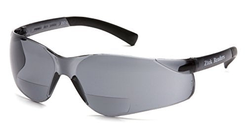 Pyramex S2520R25 Ztek Safety Glasses 2.5 Bifocal Reader Gray Lens Gray Frame ANSI Z87+ - color: Gray 2.5 Diopter Lens/ Gray Lens